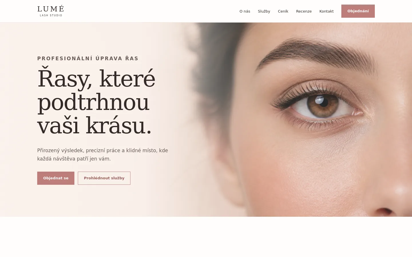 Úvodní stránka webu Lume